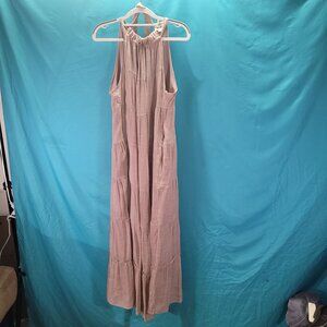 Listicle Womens Sleeveless Tiered Maxi Dress Halter Neck Small